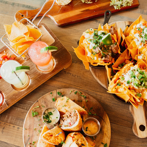 Taco flight and nachos
